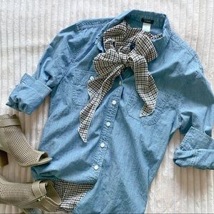 J. Crew chambray denim long sleeve button top